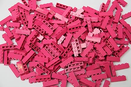 250 QUIX Bausteine pink, 4x1 Noppen, kompatibel, passgenau, einzeln, lose