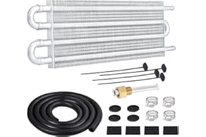 EVIL ENERGY 5/16" Transmission Oil Cooler, 4 Pass Tube and Fin Cooler Kit Universal Aluminium Silver