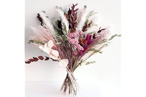 WXQX Natural Dried Flower Bouquet - Boho Pampas Grass Decor, Chic Flower Arrangements for Moody Office & Bedroom Decor, DIY Home Vase Filler, Farmhouse Floral, Fall Wedding Bouquet