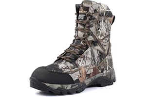 R RUNFUN Men's Waterproof Military Tactical Boots Lightweight Work Boot Insulated Hunting Boot, 8" Breathable Non-slip Outdoo