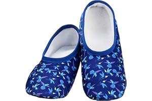 Snoozies Skinnies slipper socks for Women - Non-Slip Lightweight Soft Sherpa Lining Foldable Travel
