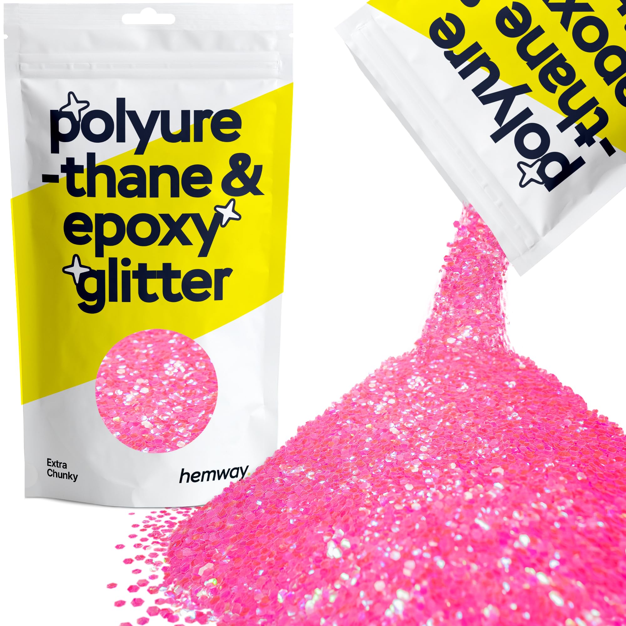 Hemway Resin Glitter Baby Pink Iridescent 100g Extra Chunky | Polyurethane & Epoxy Glitter for Resin Crafts, Tumblers, Coasters, Floor & Table Art