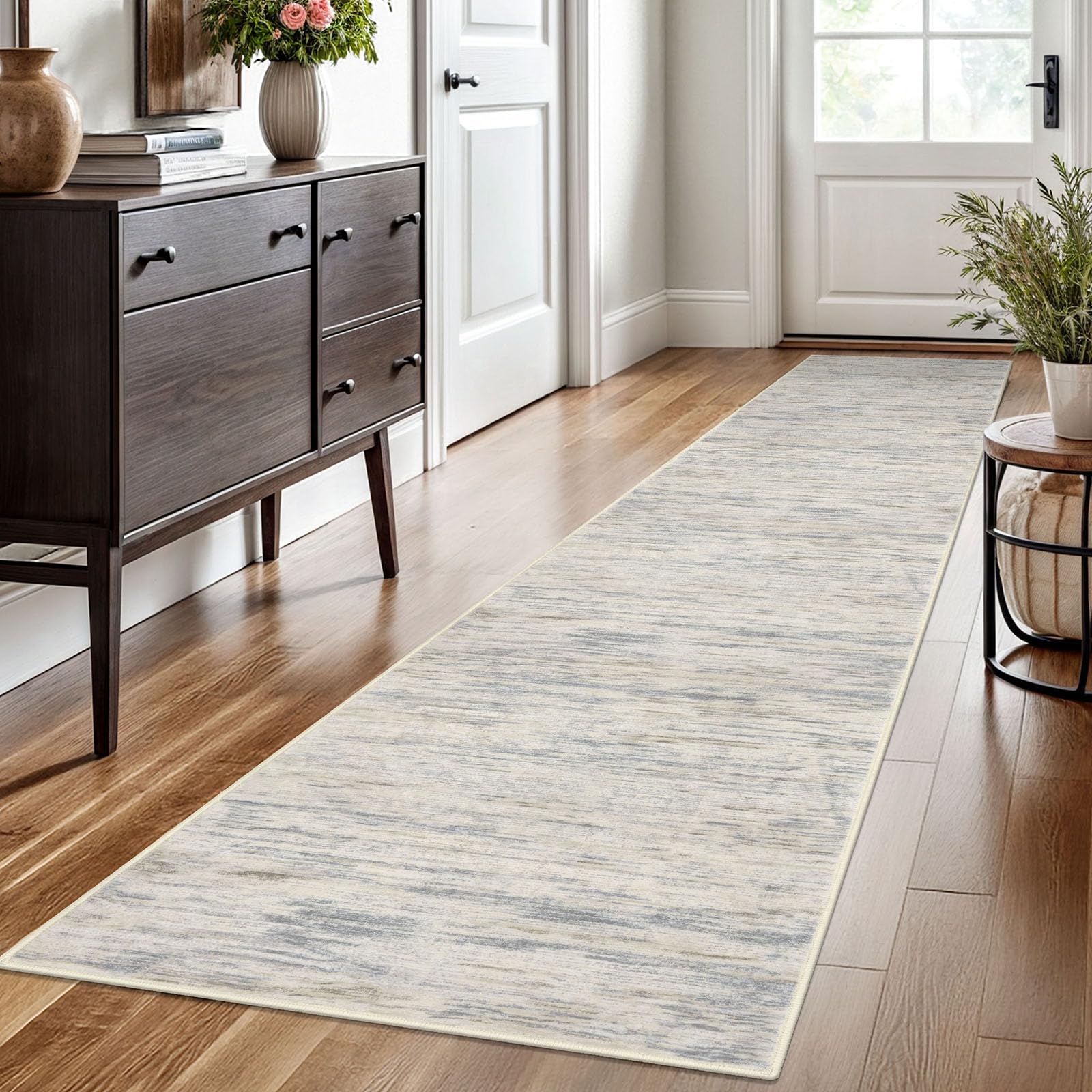 SIILOOM 2x10 Modern Abstract Runner Rug for Hallways, Gray Beige Neutral Multi Super Soft Hallway Decor Kitchen Rugs with Non-Slip, Non-Shedding Washable Rug for Hallways Entryway Laundry Indoor Image SIILOOM 2x10 Modern Abstract Runner Rug for Hallways, Gray Beige Neutral Multi Super Soft Hallway Decor Kitchen Rugs with Non-Slip, Non-Shedding Washable Rug for Hallways Entryway Laundry Indoor Image