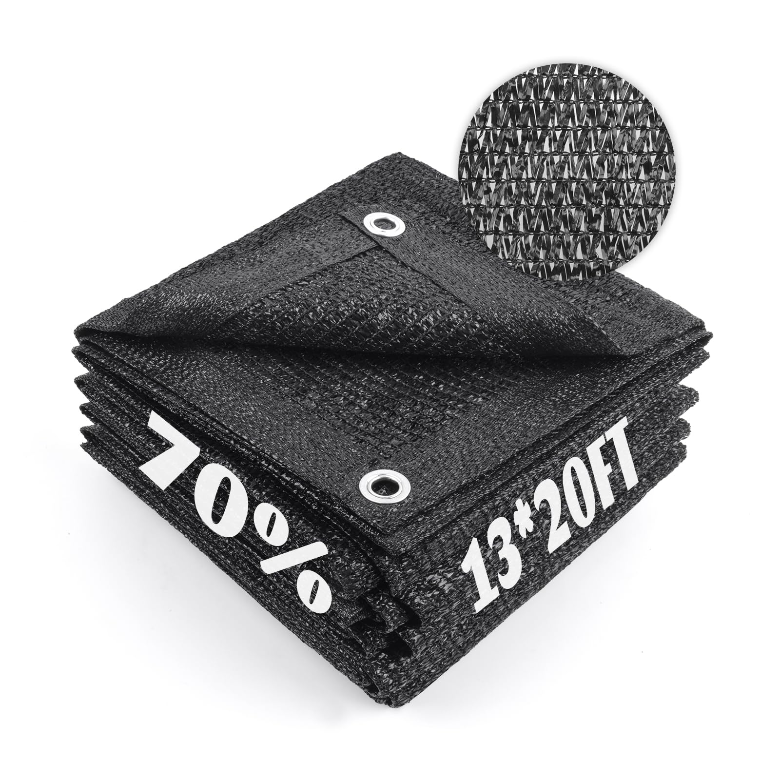 Cool Area 70% Sun Shade Cloth Mesh Tarp with Grommets for Plant Cover 13x20ft Patio Canopy Garden Pergola Greenhouse Car Barn Kennel Black Image