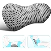 Panduo Lumbar Support Pillow for Office Chair, Memory Foam Lumbar Pillow for Lower Back Pain Relief (Grey)