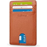 Buffway Mens Slim Wallet, Minimalist Thin Front Pocket Leather Credit Card Holder with RFID Blocking for Work Travel | Minimalist, Thin, Front Pocket, Credit Card Holder, RFID Blocking, for Work Travel