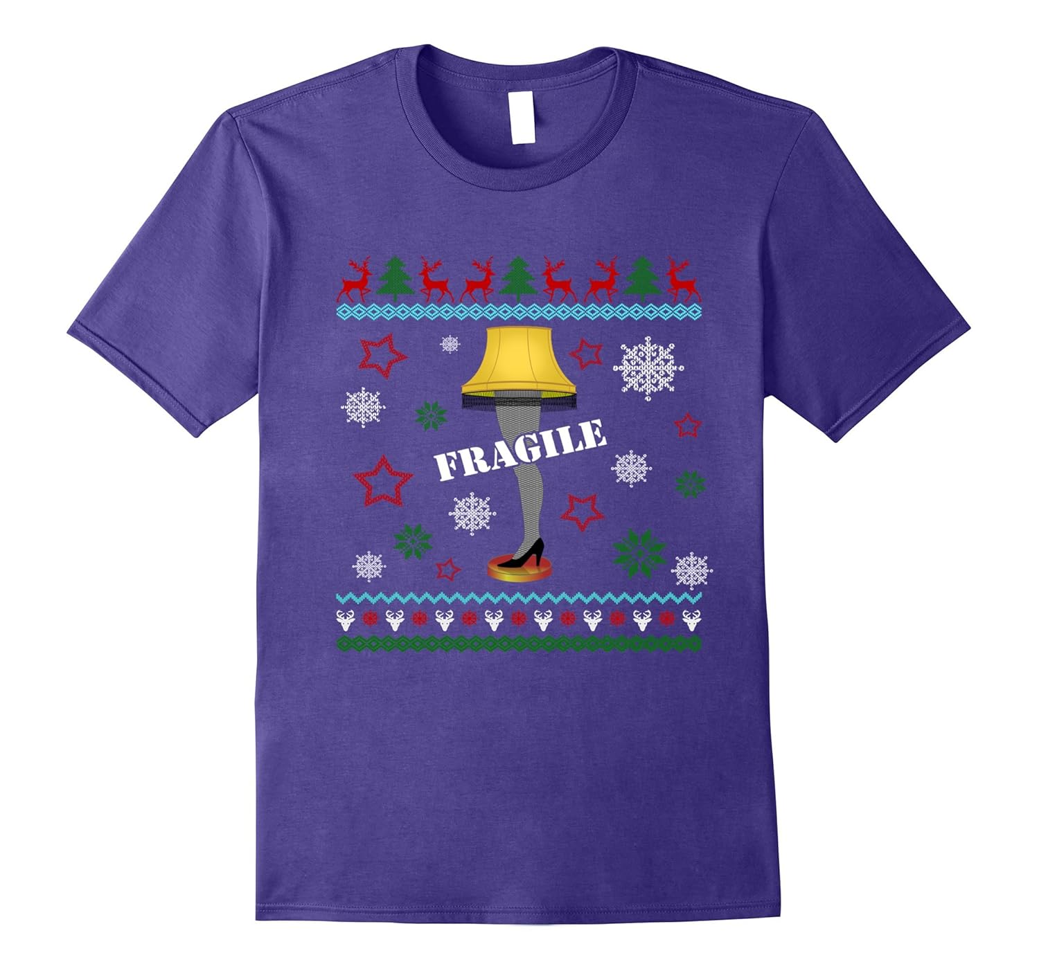 Fragile Leg Lamp Funny Light Up Christmas Sweater TShirt-Rose