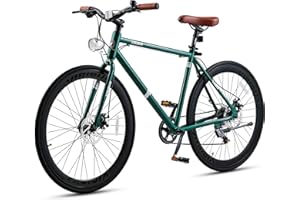 VIRIBUS Hybrid Bikes, 28 inch Mens Bike with Lightweight Aluminum Frame, 700C Bikes for Tall Men, 7 Speed Vintage Retro Hybrid Bicycles for City Commuters, Adult Bike, Male Road Bike for Fitness
