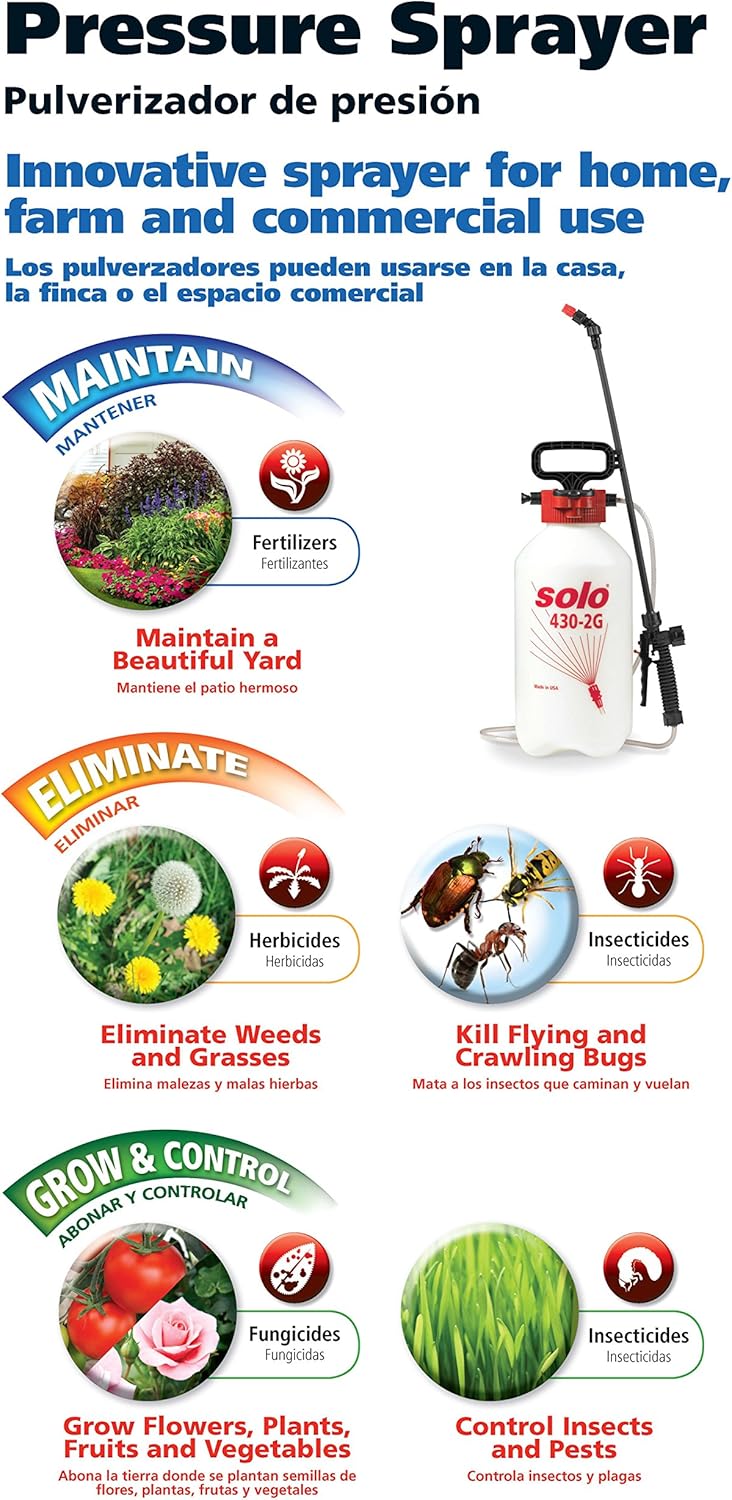 Solo 430-2G 2-Gallon Farm and Garden Sprayer with Nozzle Tips for Multiple Spraying Needs : Lawn And Garden Sprayers : Garden & Outdoor