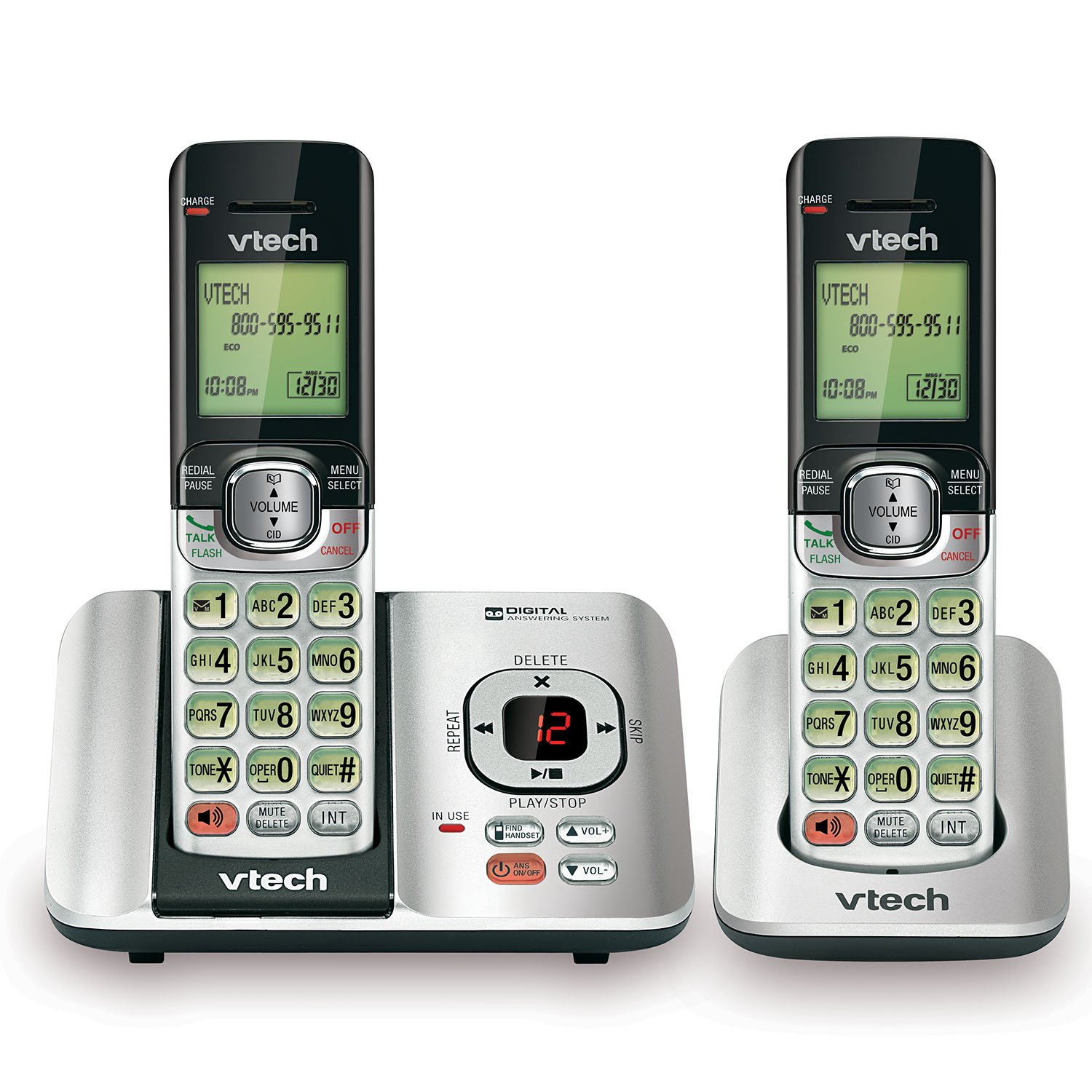 Amazon.com : VTech CS6529-2 DECT 6.0 Phone Answering System with Caller  ID/Call Waiting, 2 Cordless Handsets, Silver/Black : Electronics