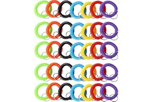 Arroyner 70Pcs Colorful Stretchy Keychain Bracelet Spiral Wristband Keychain for Outdoor, Gym