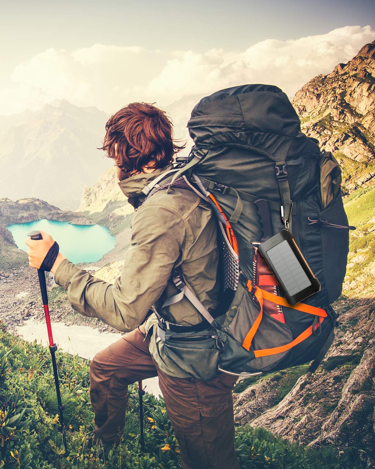 Solar Power Bank,Solar Charger 22000mAh Fast Charging Portable Phone Charger with Solar LED Light Android 3A+Type-C 3A Waterproof Dustproof Anti-Shock Cellphone Charger Large Capacity External Battery