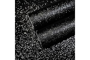CHIHUT Glitter Black Wallpaper 15.7''x100'' Peel and Stick Wallpaper Self Adhesive Removable Black Glitter Wallpaper Stick and Peel for Bedroom Walls Fabric Contact Paper for Cabinets Drawer Dresser