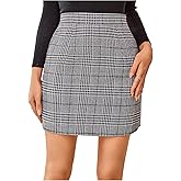 Floerns Women's Plaid High Waist Bodycon Split Mini Skirt