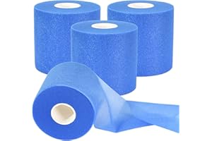 CTOHN 4 Pieces Pre Wrap Tape - Athletic Foam Underwrap - Sports Tapes for Ankles Wrists Hands and Knees, 2.75 Inches x 30 Yards - Blue