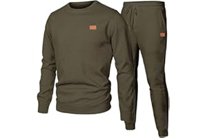 Dokotoo Men Men's 2 Piece Sweatsuits Outfits Casual Crewneck Jacquard Sweatshirt Joggers Sweatpants Set Tracksuit