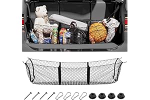 Recaceik Truck Bed Cargo Net 3 Pocket Cargo Net for SUV Cargo Net for Pickup Truck Bed Heavy-Duty Truck Bed Organizer Storage with 4 Metal Hooks & Mounting Screws for Cars (47.2 x 11.8 x 11.8)