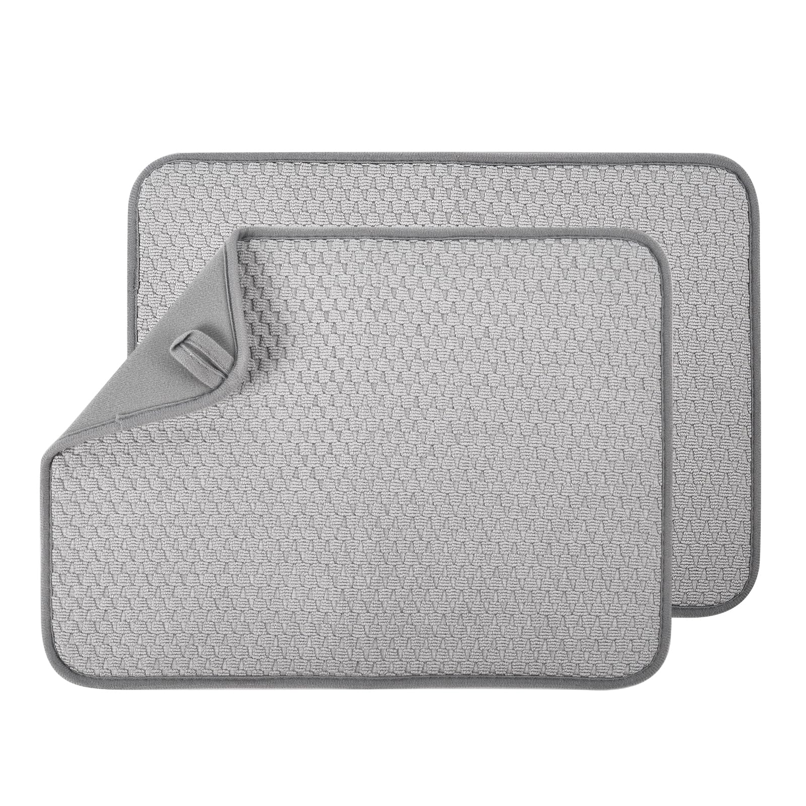 Dish Drying Mat Microfibre Quick Draining Board Pad Mats, Highly Absorbent Plate & Cup Drainer Board Mats for Homer Kitchen Countertop Bathroom Sink [2 Pack Large]