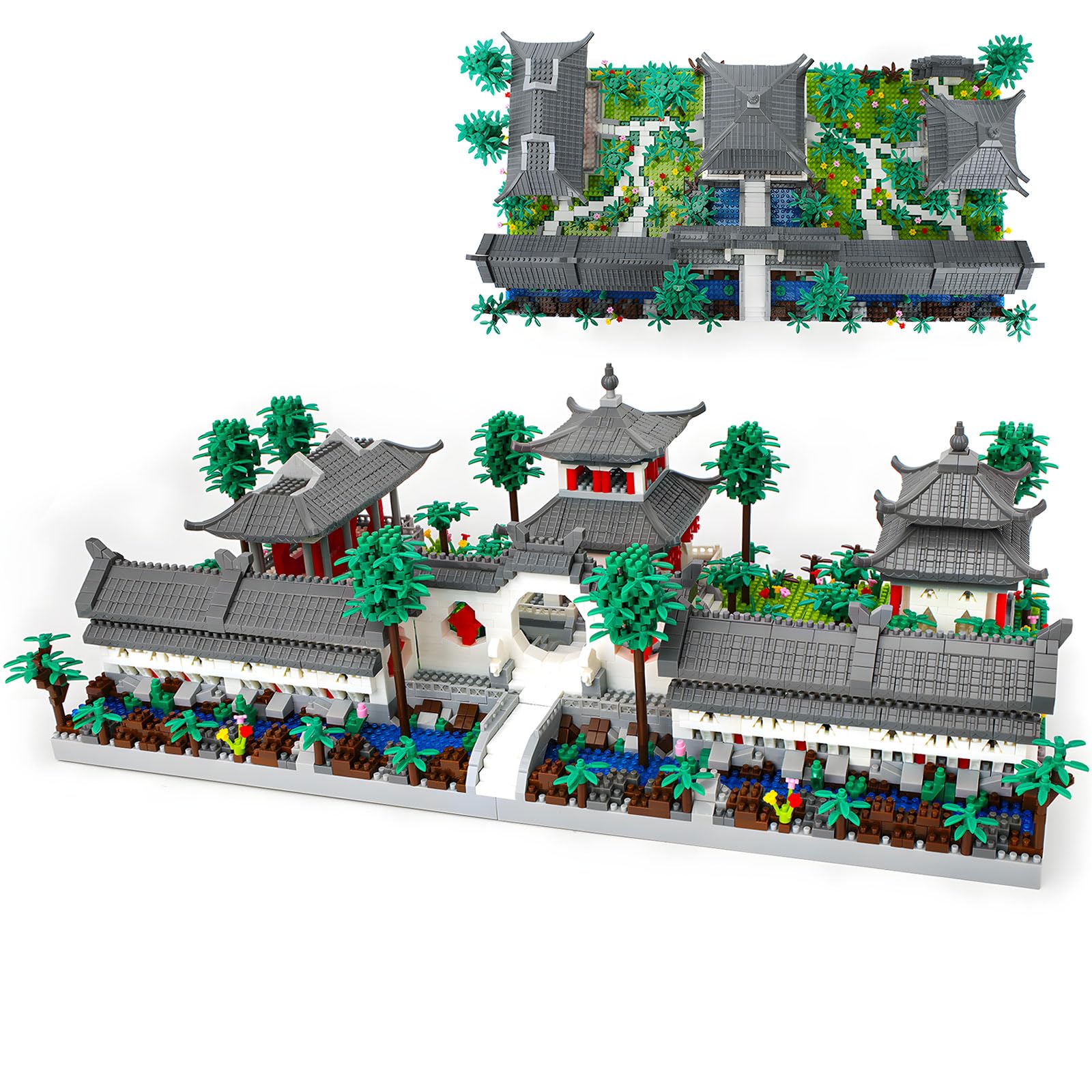 Seyaom Micro Mini Chinese Architecture of Suzhou Garden with Trees Building Blocks Set- Former Garden, Botanical Collection Building Set with LED Light for Adults, 14+ Teens,(4222 Pcs)