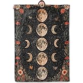Moon Phase Celestial Floral Theme Blanket Gifts for Women Girls, Soft Warm Lightweight Flannel Throw Blankets for Living Room Home Sofa Travel Decor 50" x 60"
