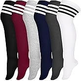 Apoway 6 Pairs Plus Size Thigh High Socks Warm Thigh High Stockings Over the Knee Socks for Women, L-XXL