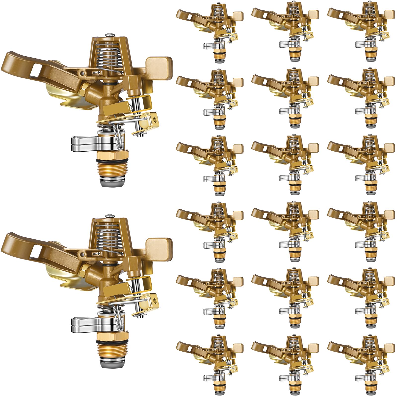 Photo 1 of Ferraycle 20 Pieces 1/2 Inch Brass Impact Sprinkler Head with Nozzles Heavy Duty Adjustable 0-360 Degrees Impulse Sprinkler Head Lawn Watering for Yard Irrigation