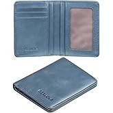 Small Vertical RFID Blocking Wallets for Men ，Bifold Slim Men Wallet Genuine Leather Thin, Compact & Stylish with Clear ID Windows