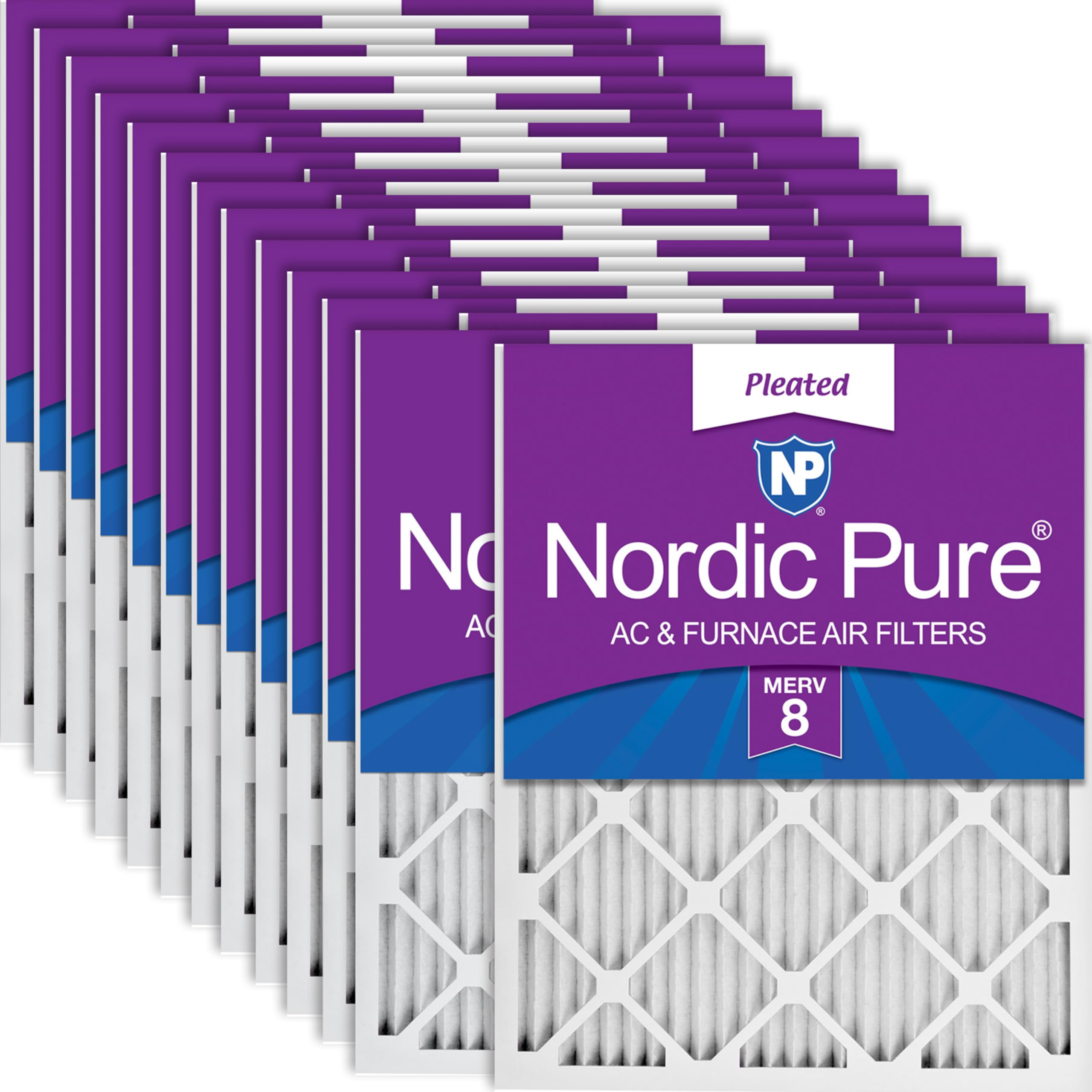 Nordic Pure 20x25x1 (Actual Size: 19 1/2 x 24 1/2 x 3/4) Pleated MERV 8 Air Filters 24 Pack Image