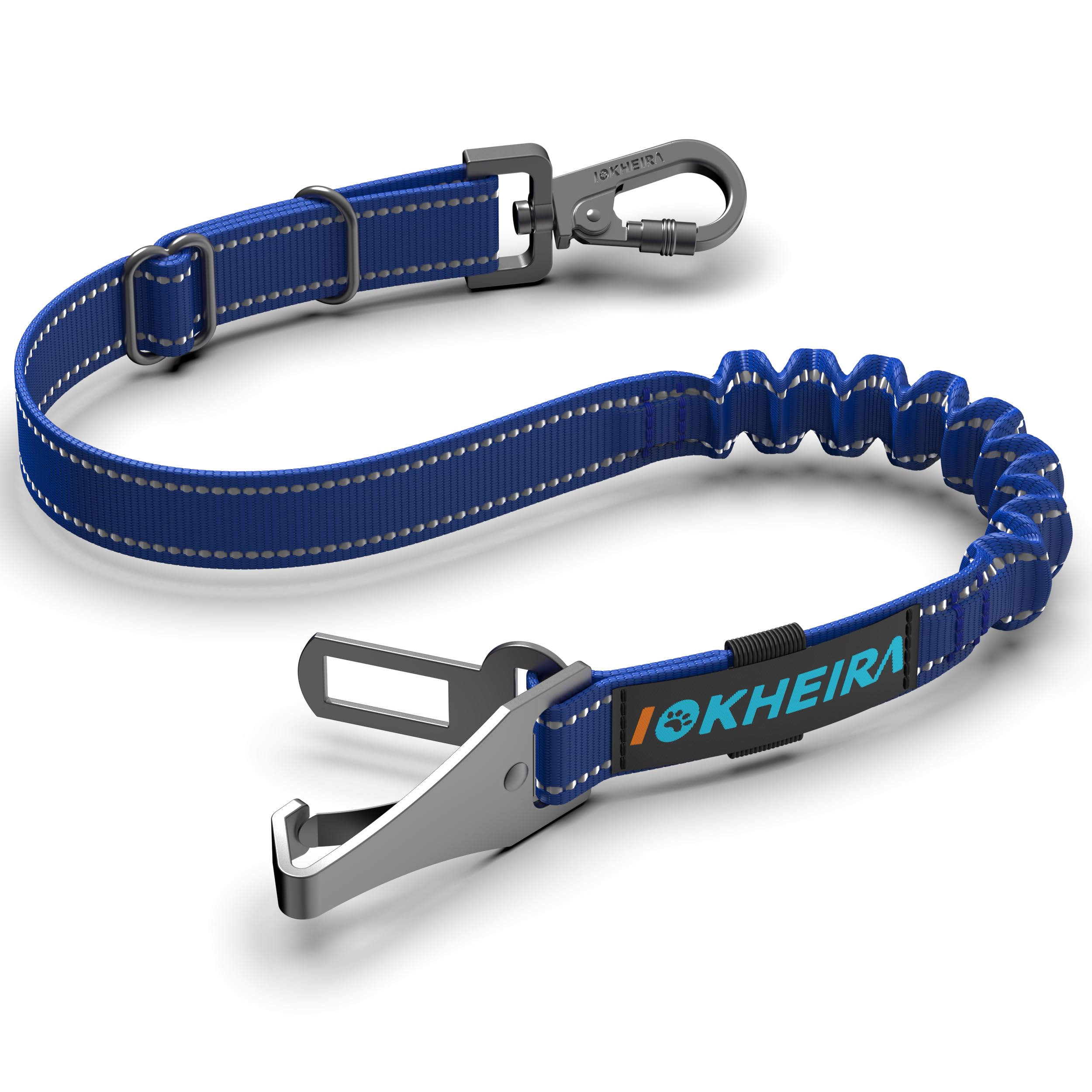 IOKHEIRA Dog Seat Belt for Car, Dog Car Harnesses Suitable for Safety Belt Buckle, ISOFIX and LATCH (Blue)