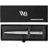 Wordsworth and Black Luxury Ballpoint Pen Set - Silver Lacquer 24K Gold Finish, Refillable Fine Point, Elegant Gift for Men & Women, Includes Ink Refill, Nice Pens for Work