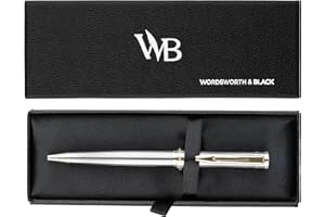 Wordsworth and Black Luxury Ballpoint Pen Set - Silver Lacquer 24K Gold Finish, Refillable Fine Point, Elegant Gift for Men &