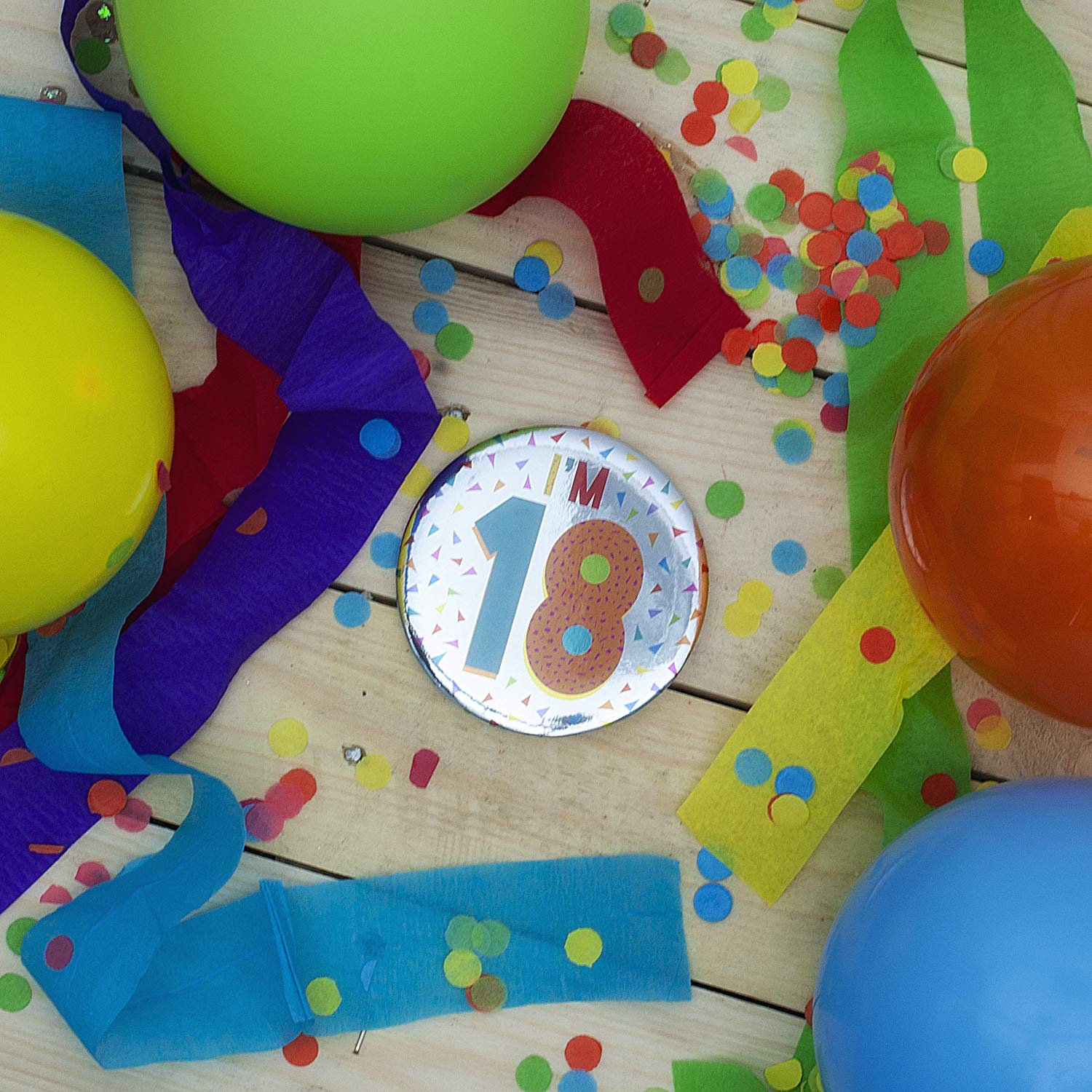 On The Wall Silver Age 18 Birthday Foil Badge