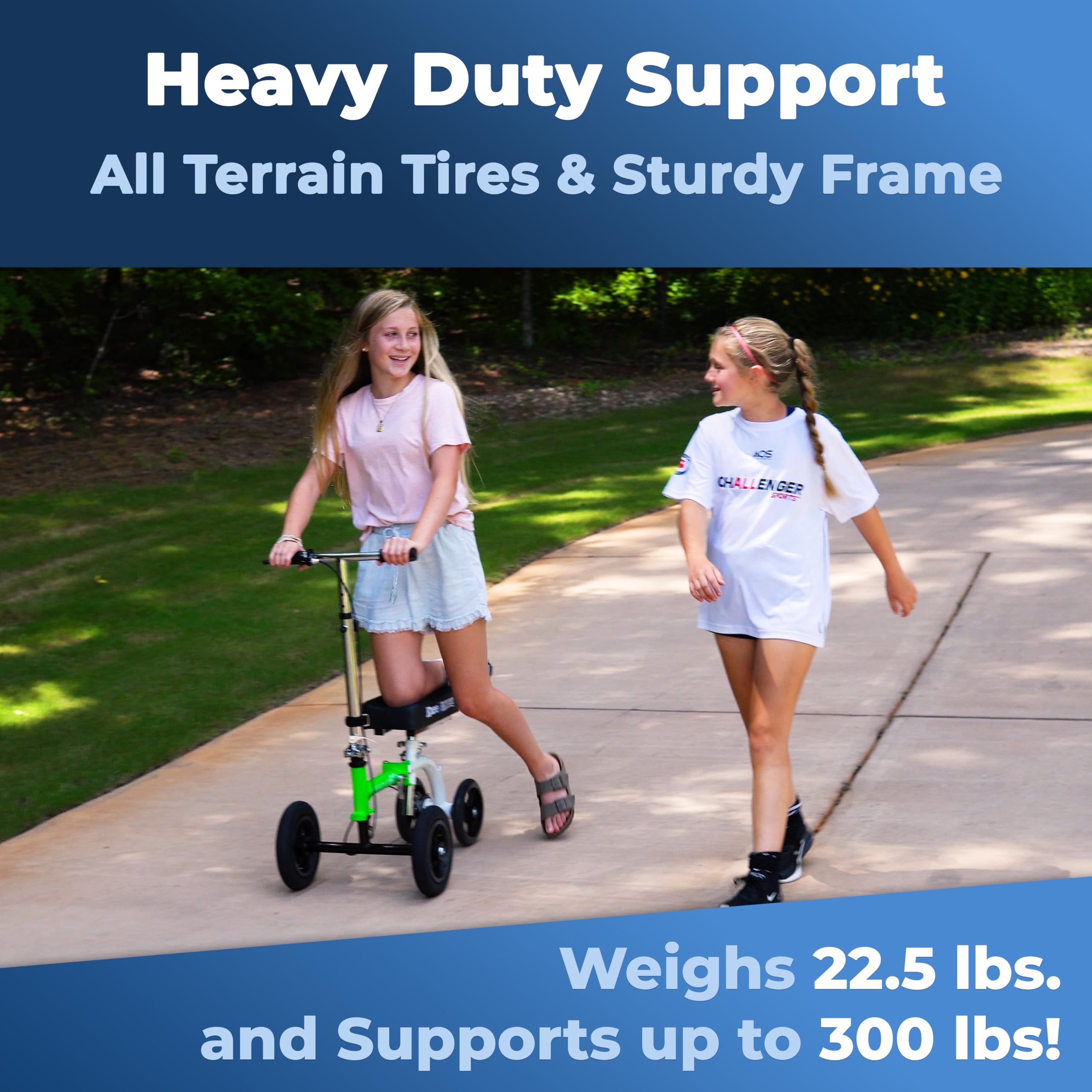 KneeRover GO Hybrid - Most Compact All Terrain Knee Scooter for Adults for Foot Surgery Heavy Duty Knee Walker for Broken Ankle Foot Injuries Recovery Leg Scooter Best Knee Crutch Alternative (Green)