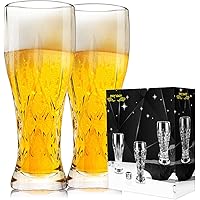 Paysky Beer Glasses Set of 2,17 oz Glasses Drinking Set, Craft Beer Glasses for Freezer Supply Aroma Retention, Tall Beer Cup