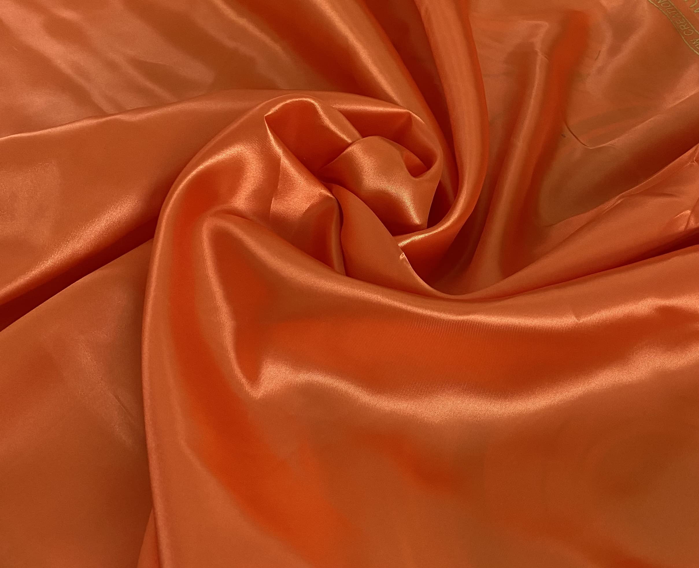 100% Polyester/Poly Silk Premium Silky Satin Fabric, Dressmaking, Wedding, Prom - Dress Craft Fabric Material 58" - 150 cm Wide Sold As 1 Meter Pre - Cut Lengths (Orange, 2 Meter)