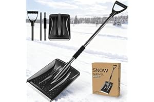 UMUACCAN Snow Shovel 2025 Upgrade - Large Capacity Lightweight Aluminum Snow Removal Tool for Car Driveway Garden Camping Portable Parent Child Snow Play Shovel (Black)