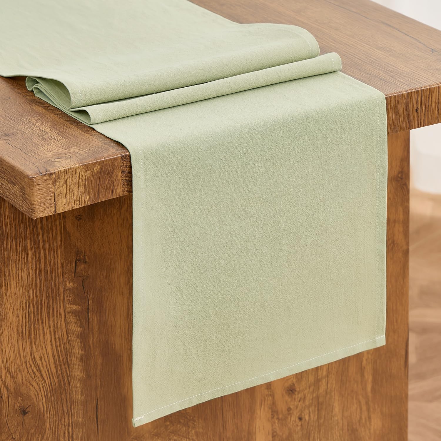 Photo 1 of Letjolt Sage Green Table Runner 72 Inches Long Rustic Table Runner Cotton Runner Plain Table Decor