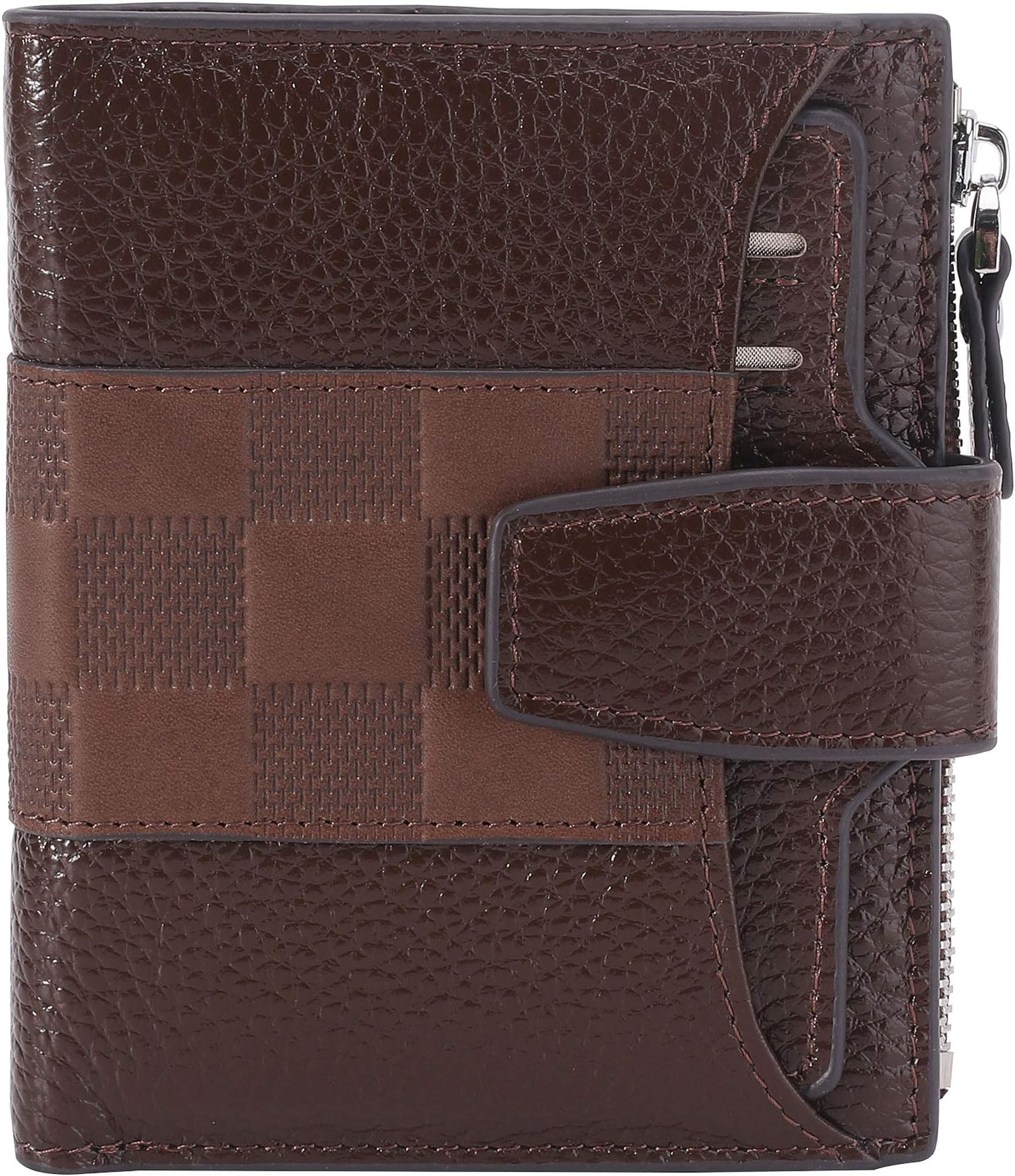 AINIMOER Women's RFID Blocking Leather Small Compact Bi-fold Zipper Pocket Wallet Card Case Purse with id Window