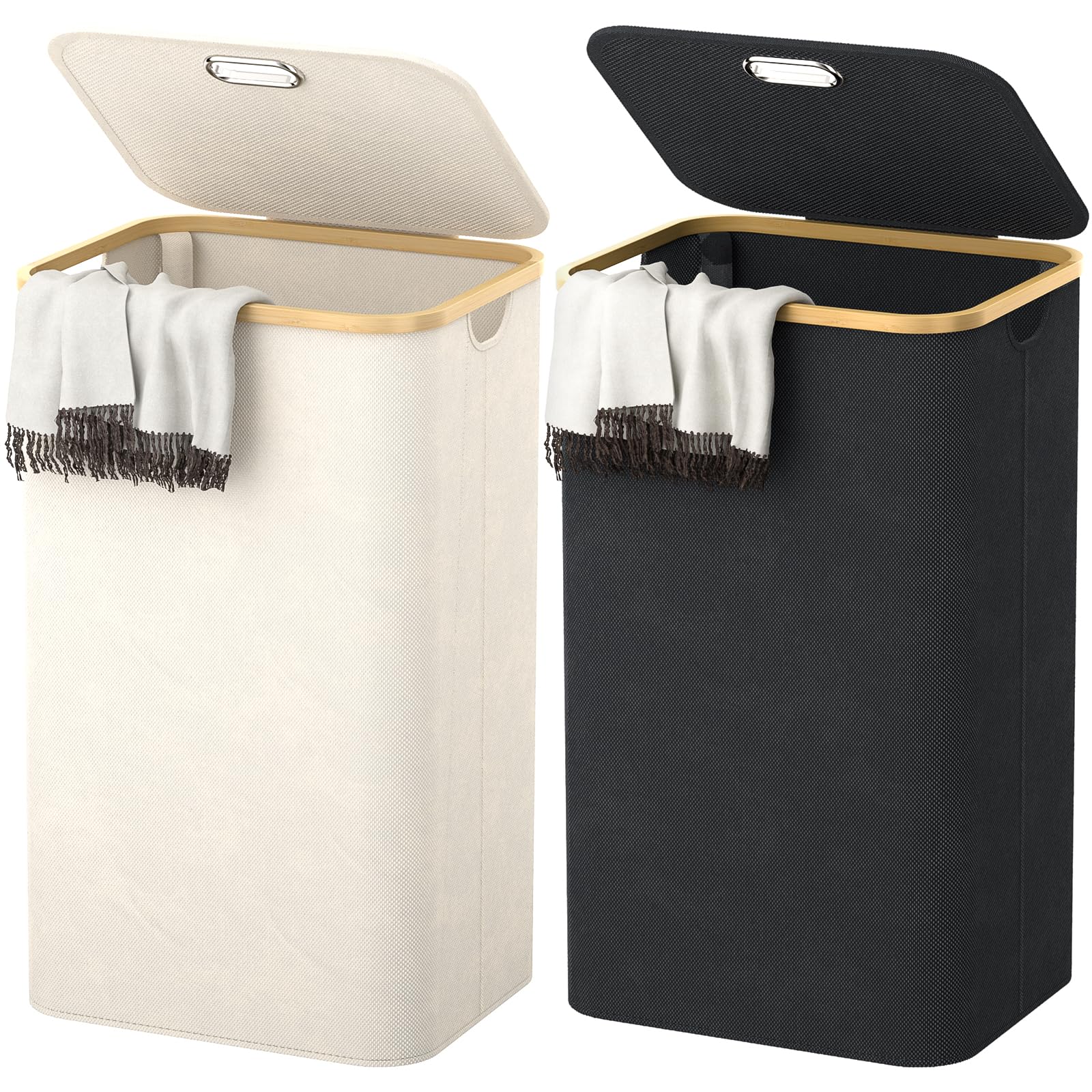 Homykic Laundry Hamper with Lid, 2-Pack 100L Each