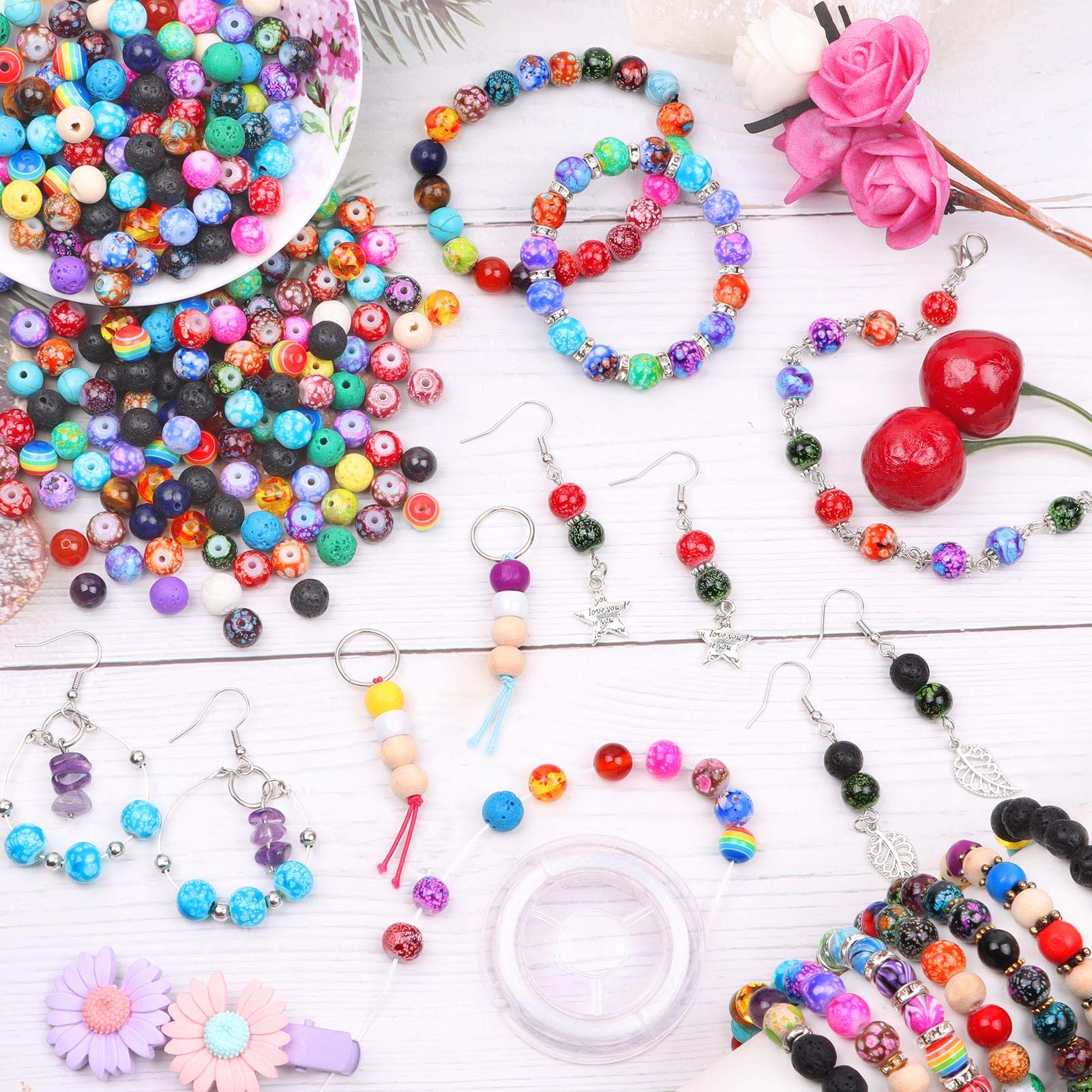 Beads For Jewelry Making Include 8mm Round Pattern Stone Loose