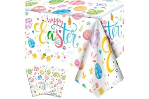 Easter Party Decorations, 3pcs Easter Party Tablecloth, 53 x 108'' Happy Easter Bunny Table Cover for Spring Day Tables Decor
