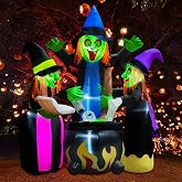 Halloween Inflatables Outdoor Decorations,6 Feet 3 Witches, LED Lights, Blow up Lighted Yard Lawn Home Family Decorations