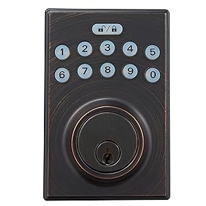 AmazonBasics Contemporary Electronic Keypad Deadbolt Doot Lock, Keyed Entry, Oil Rubbed Bronze