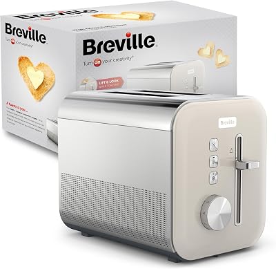 Breville High Gloss 2 Slice Toaster Cream and Stainless Steel VTT967