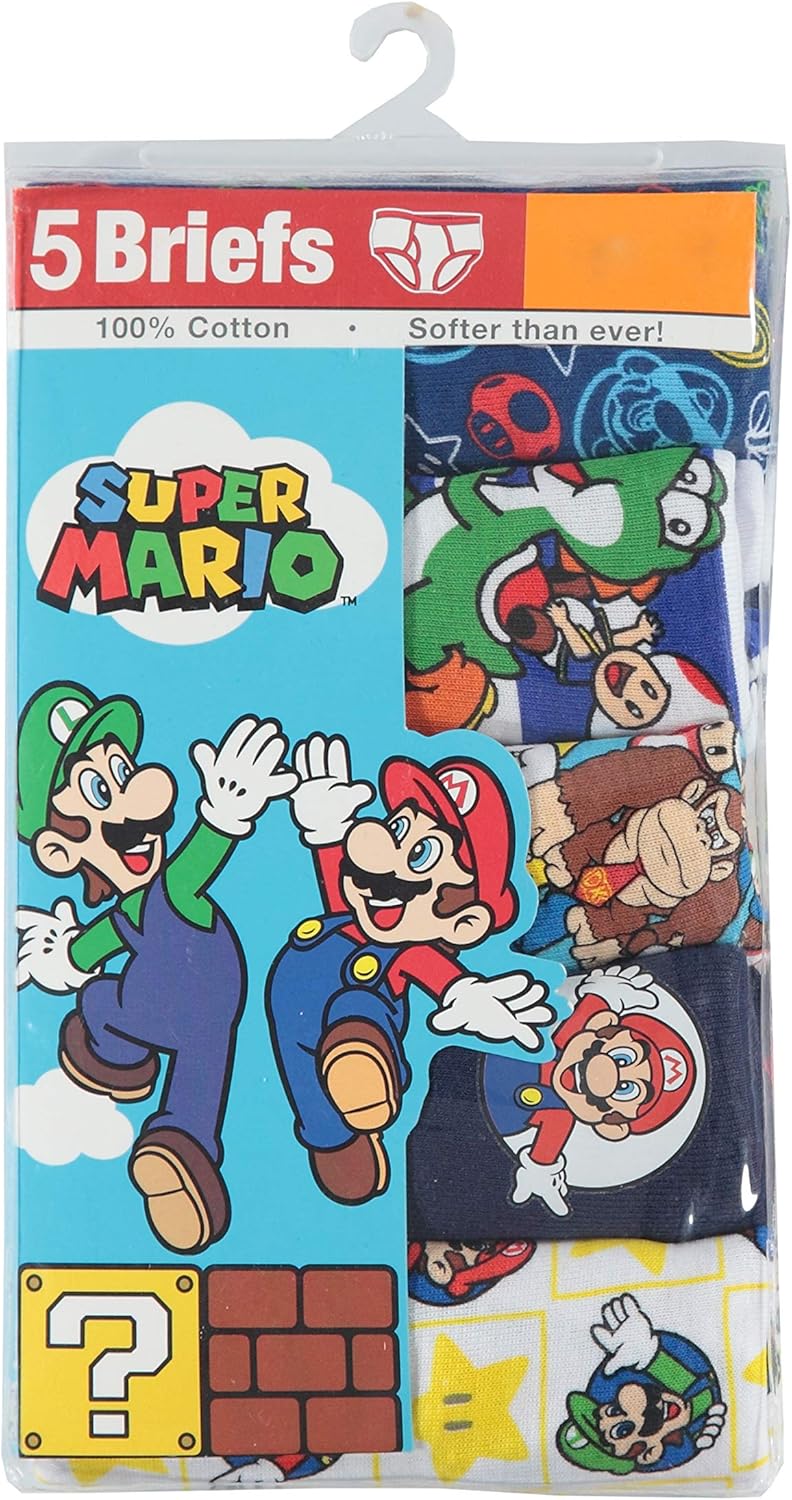 Nintendo Boys' Mario 5 Pack Briefs: Clothing
