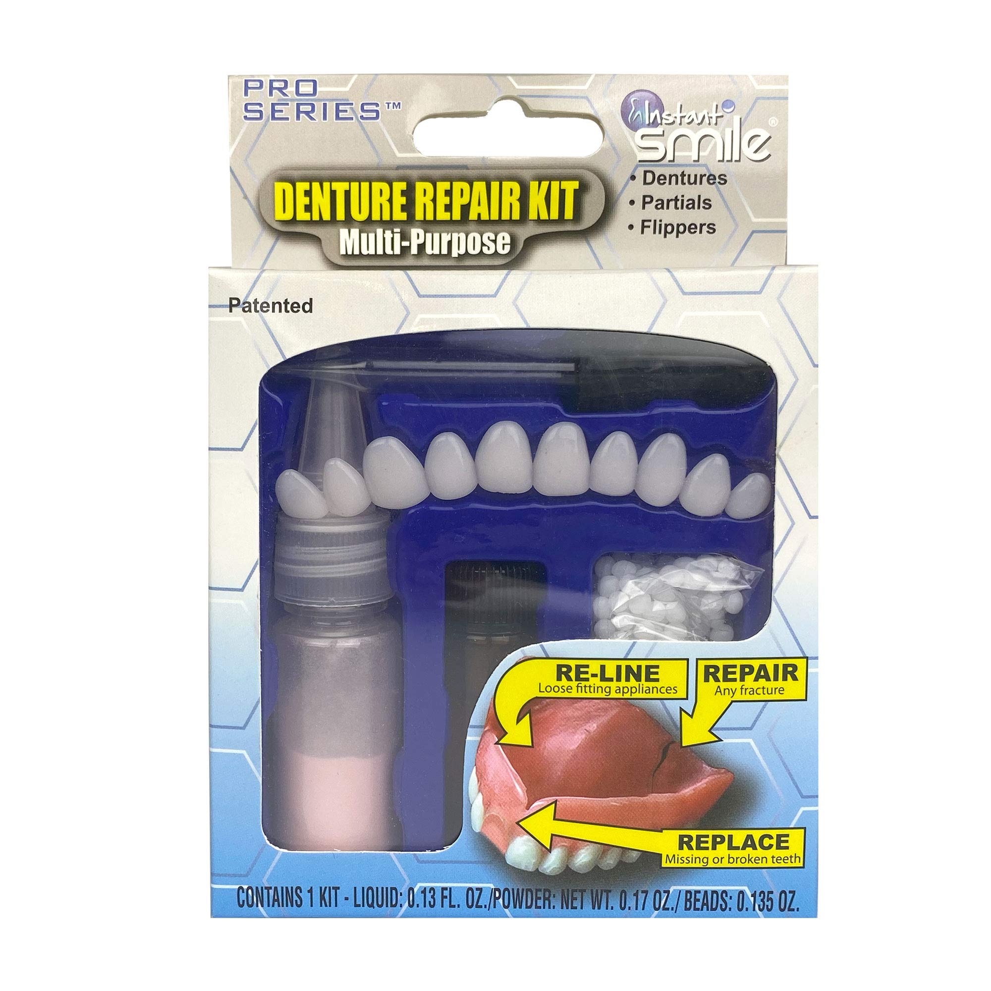 Instant Smile Complete Denture Repair Kit, 10 Count, Unflavored, Adult, Non Toxic