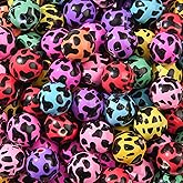 ANCADN 16mm Acrylic Beads 100pcs Color Leopard Print Bead Chunk Bubblegum Beads for Pens for Necklace Jewelry Bracelets DIY Crafts Making (Color&Black)