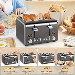 SEEDEEM 4 Slice Stainless Toaster with LCD