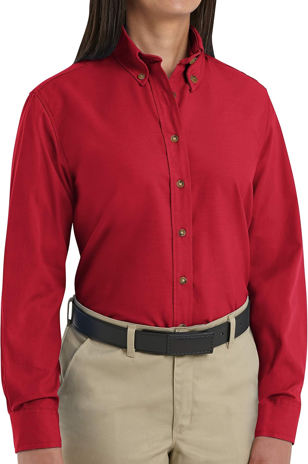 black dress shirt and khakis