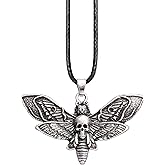 HAQUIL Skull Necklace, Death's-Head Hawkmoth Pendant, Faux Leather Cord, Jewelry Gift (Style 2) (AD)